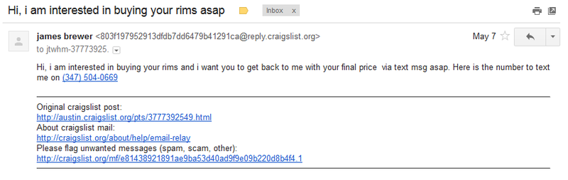 Illustration for article titled "James Brewer" Doesn't Actually Want to Buy Your Wheels